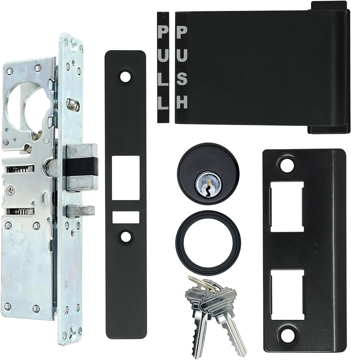 Pittco Left Hand Commercial Door Deadlatch Lock Kit, 1-1/8 in. Backset ...