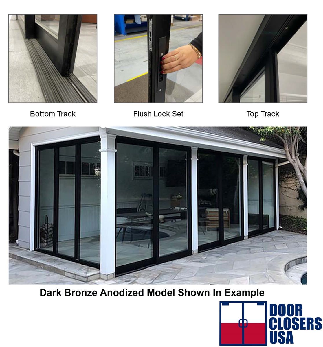96 in. x 96 in. X-O Right Hand 2 Panel Commercial Storefront Sliding  Exterior Door System With Flush Lock and Handle, 1/4 in. Glass Stops (Glass  Not 